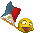 this emoticon waving a flag