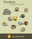 Zombie emoticons for your communications Zombie emotions from Gomotes